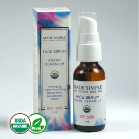 Organic Vegan Argan Geranium FACE SERUM for Dry Skin